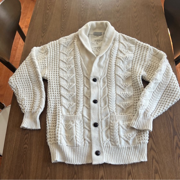 Vintage oversized Cream Cable Knit fisherman Cardigan